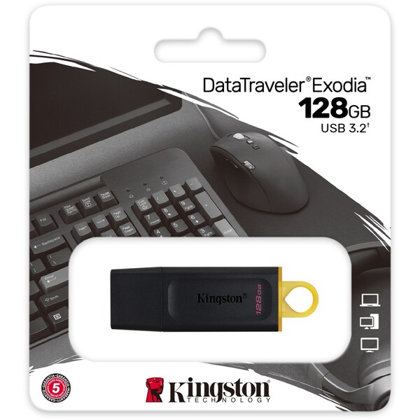 Kingston 128Gb Usb3 2 G1 Dte Blk Yellow - DTX/128GB