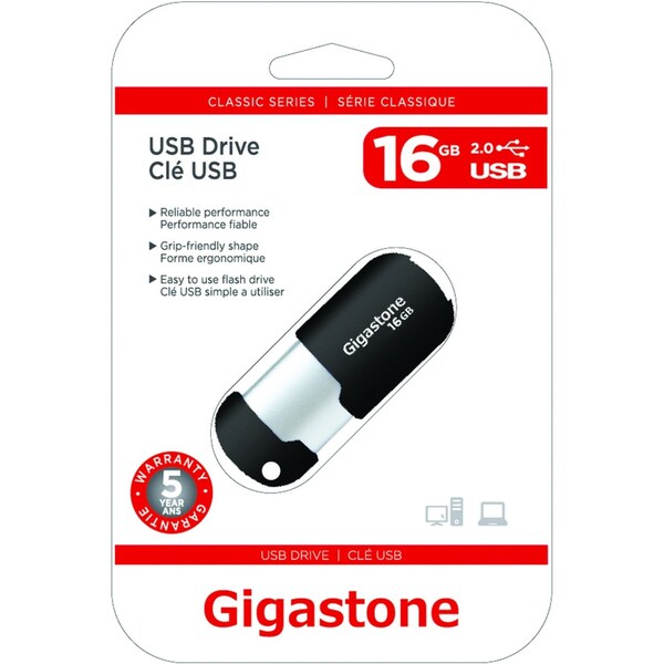 Gigastone Reliable 16GB USB 2.0 Drive - GS-Z16GCNBL-R