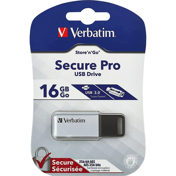 Verbatim Store n Go USB 3.0 Flash Drv, 16GB, Silver - VER98664