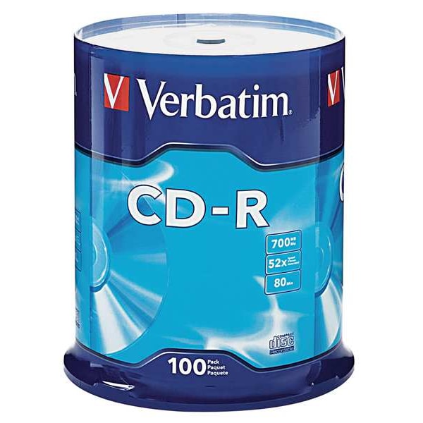 Verbatim CD-R Disc, 700 MB, 80 min, 52x, PK100 - VER94554