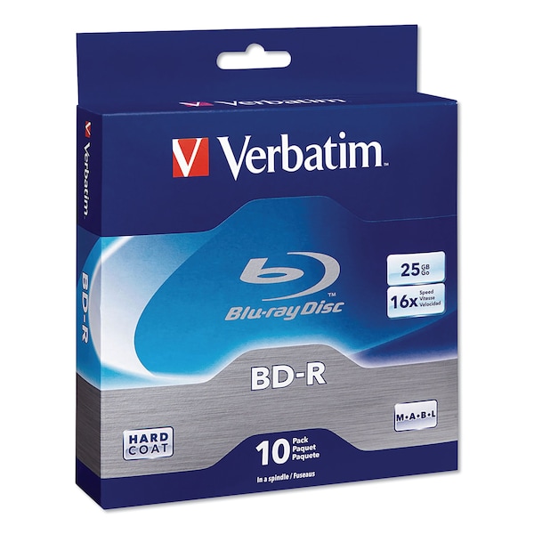 Verbatim BD-R Blu-Ray Disc, 25 GB, 16x, White, PK10 - 97238