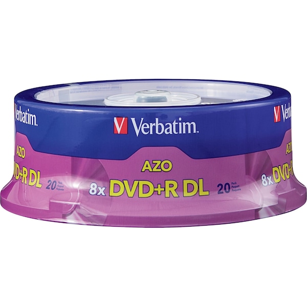 Verbatim Azo Dvd+R Dl 8.5Gb 8X w/ Branded Surface - 20Pk Spindle - 95310
