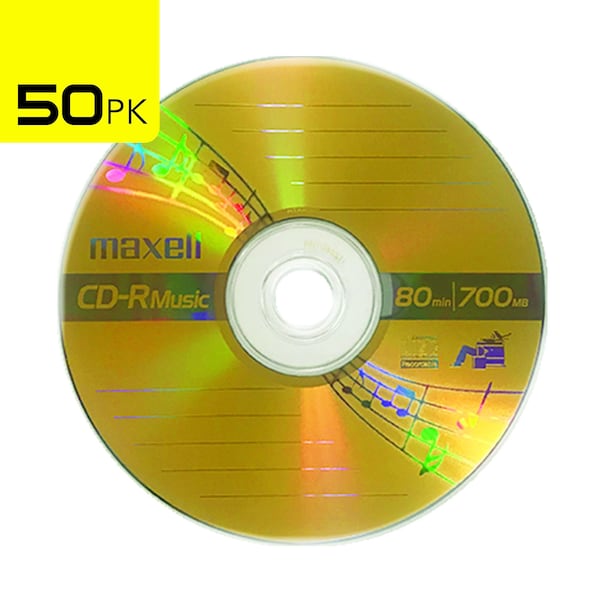 Maxell CD-R80 MU GOLD CDR 80 MINUTE WRITE ONCE FOR AUDIO RECORDING 50PK SPINDLE, 50PK - 625156
