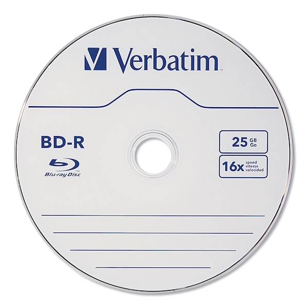 Verbatim BD-R Blu-Ray Disc, 25 GB, 16x, White, PK25 - 97457