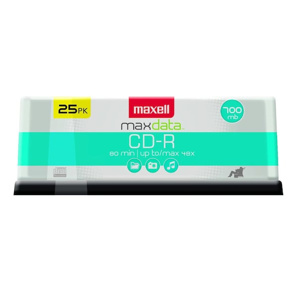 Maxell CD-R700 CD-R WRITE ONCE 700MB/UP TO 80MIN RECORDING 25PK SPINDLE, 25PK - 648445