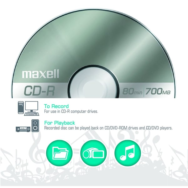 Maxell CD-R700 CD-R WRITE ONCE 700MB/UP TO 80MIN RECORDING 25PK SPINDLE, 25PK - 648445