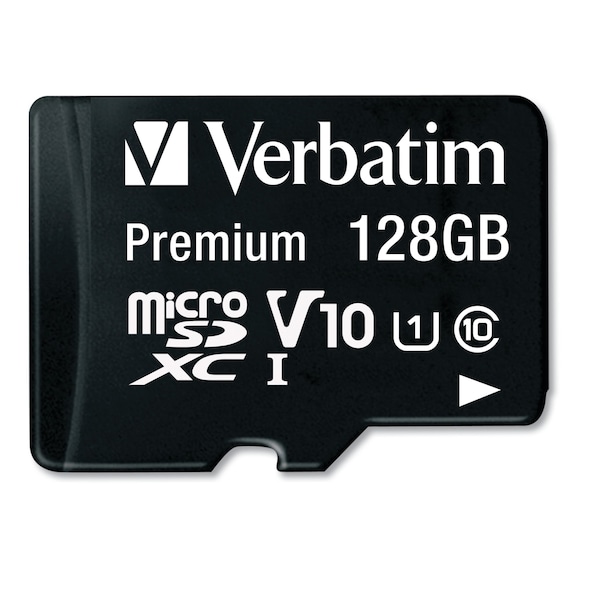 Verbatim 128GB Premium microSDXC Memory Card w/Adapter, Up to 90MB/s Read Speed - 44085