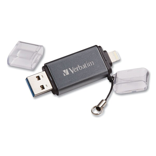 Verbatim Store 'n' Go Dual USB 3.0 Flash Drive for Apple Lightning Devices, 32 GB, Graphite - 49300