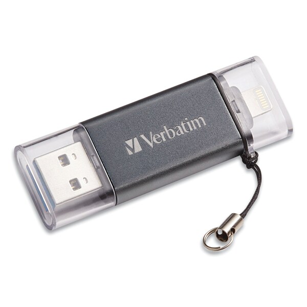 Verbatim Store 'n' Go Dual USB 3.0 Flash Drive for Apple Lightning Devices, 32 GB, Graphite - 49300