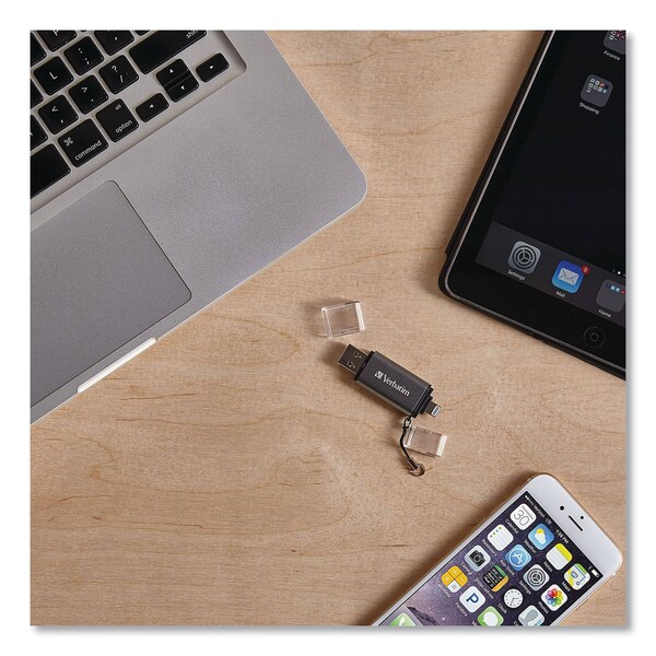Verbatim Store 'n' Go Dual USB 3.0 Flash Drive for Apple Lightning Devices, 32 GB, Graphite - 49300