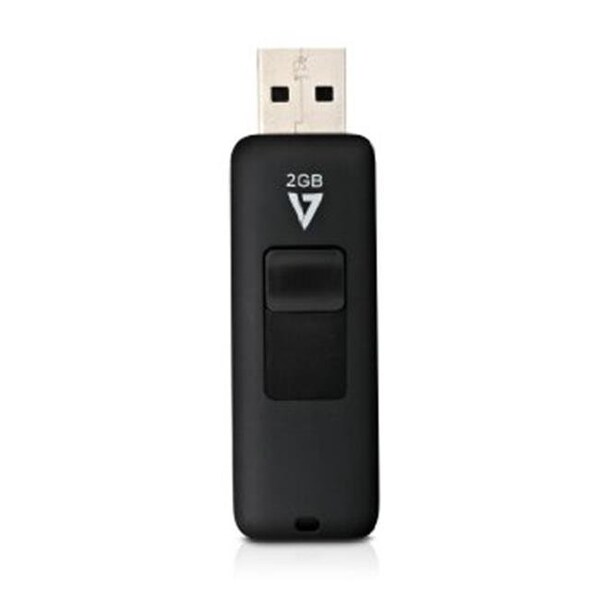 V7 Memory V7 Memory VF22GAR-3N 2GB - USB 2.0 Flash Drive with Retractable USB Connector; Black - VF22GAR-3N