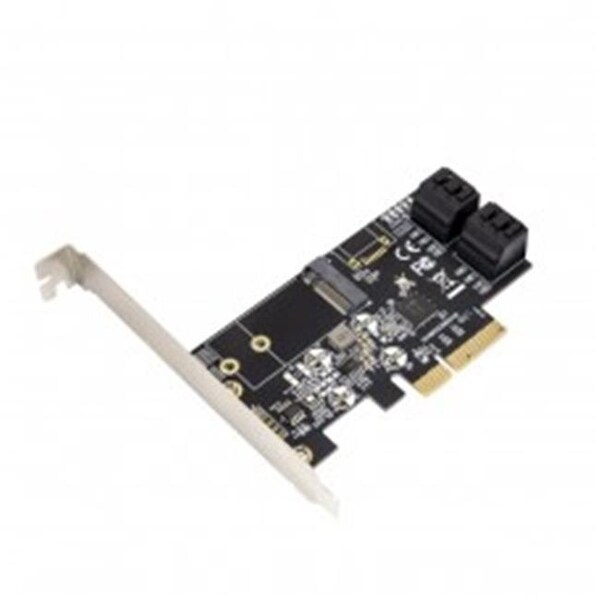 Syba Multimedia SYBA Multimedia SI-PEX40138 4 Port Non-Raid SATA III 6Gbps & M.2 B Key 2242 PCI-e x4 Controller Card - SI-PEX40138