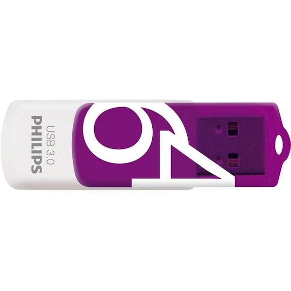 Signify Philips PHMMD64GVIVU3 64GB VIVID 3.0 USB Stick; Purple - PHMMD64GVIVU3
