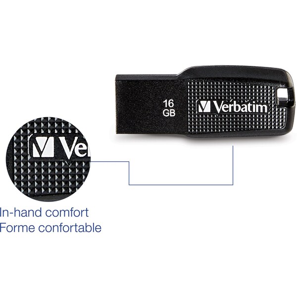 Verbatim DRIVE, USB, 16GB, 2.0, ERGO, BK - VER70875