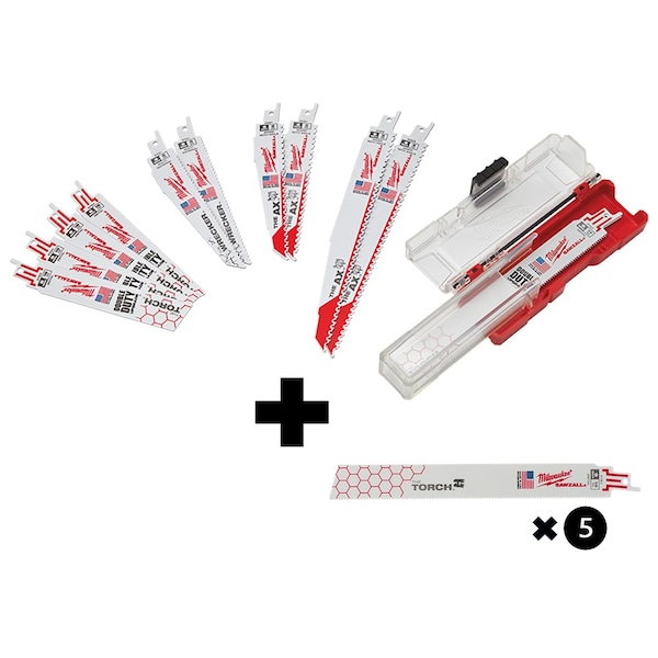 Milwaukee Tool SAWZALL SET, DEMO 12PC, w/14T9LG TORCH 5PK - 49-22-1129, 48-00-5787