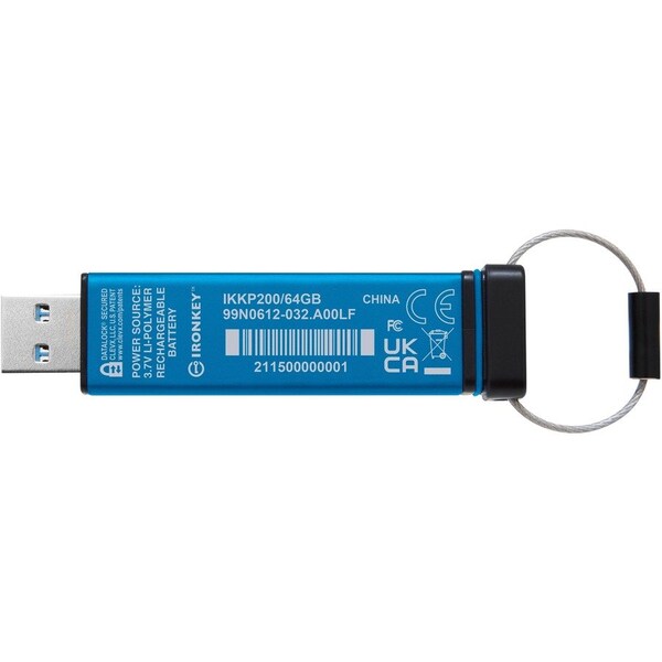 Kingston 64GB IRONKEY KEYPAD 200, FIPS 140-3 LVL 3 PENDING AES-256 ENCRYPTED - IKKP200/64GB