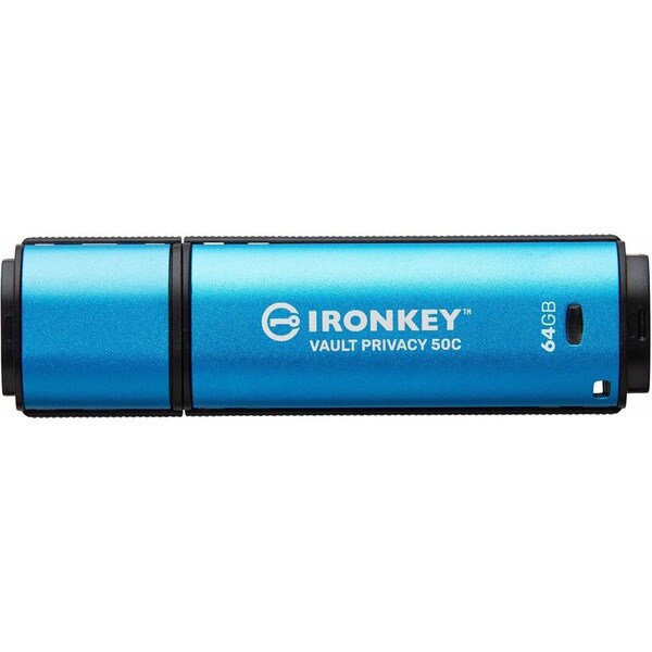Kingston 64GB USB-C IRONKEY VAULT PRIVACY 50C AES-256 ENCRYPTED, FIPS 197 - IKVP50C/64GB