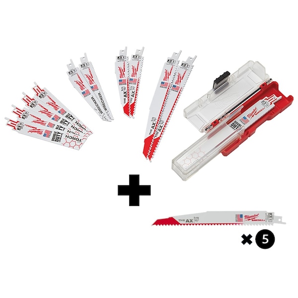 Milwaukee Tool SAWZALL SET, DEMO, 12PC, w/BL 5T 9LG AX 5PK - 49-22-1129, 48-00-5026