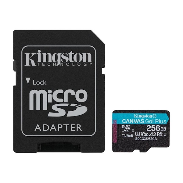 Kingston SDCG3-256GB Canvas Go Plus 256 GB Class 10-UHS-I U3 microSDXC Memory Card - KI482577