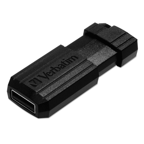 Verbatim PinStripe USB 2.0 Flash Drive, 16 GB, Black - 49063
