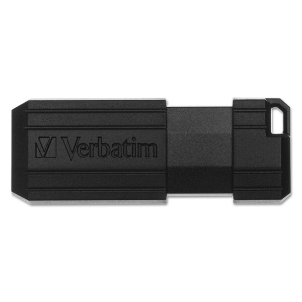 Verbatim PinStripe USB 2.0 Flash Drive, 16 GB, Black - 49063