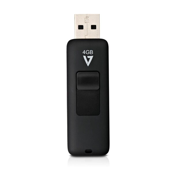 V7 Memory 4GB - USB 2.0 Flash Drive, with Retractable USB Connector - VF24GAR-3N