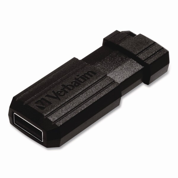 Verbatim Pinstripe USB 2.0 Flash Drive, 64 GB, Black, 10PK - 70901