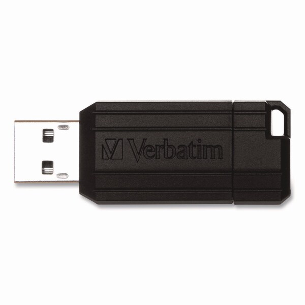 Verbatim Pinstripe USB 2.0 Flash Drive, 64 GB, Black, 10PK - 70901