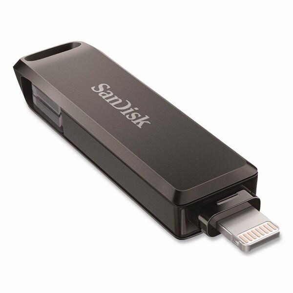 Sandisk Dual Phone USB 3.2 Type-C/Lightning Flash Drive, 256 GB, Black - IX70N256GAG6NE
