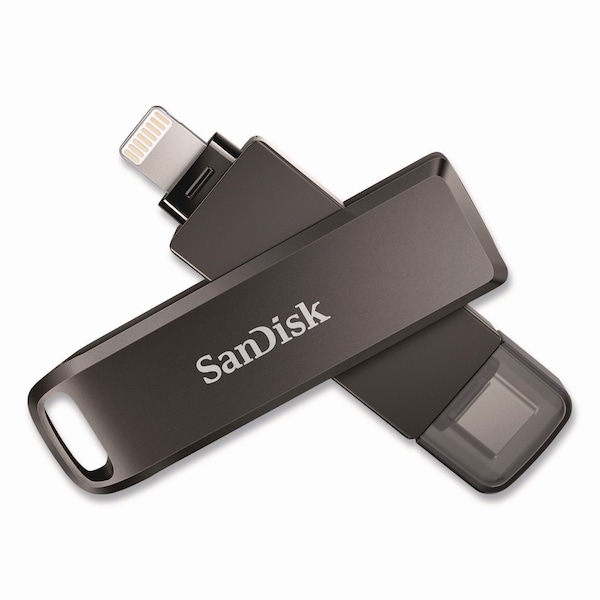Sandisk Dual Phone USB 3.2 Type-C/Lightning Flash Drive, 256 GB, Black - IX70N256GAG6NE