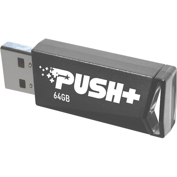 Patriot Memory Patriot Memory Push+ USB 3.2 Gen. 1 Flash Drive - 64 GB - USB 3.2 (Gen 1) - Black - 2 Year Warranty - PSF64GPSHB32U