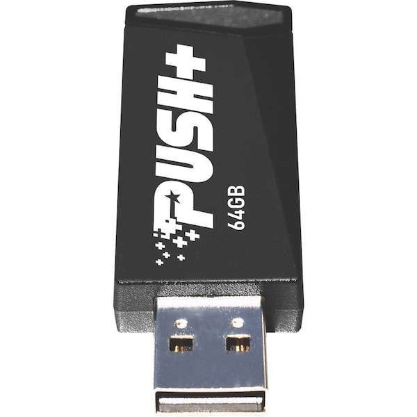 Patriot Memory Patriot Memory Push+ USB 3.2 Gen. 1 Flash Drive - 64 GB - USB 3.2 (Gen 1) - Black - 2 Year Warranty - PSF64GPSHB32U