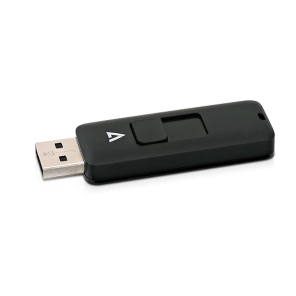 V7 Memory 32GB - USB 2.0 Flash Drive with Retractable USB Connector, Black - VF232GAR-3N