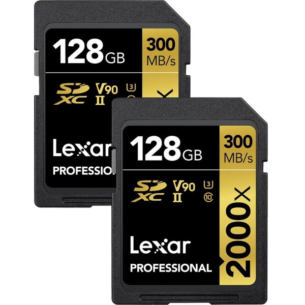Lexar Media Lexar  128GB Professional 2000X UHS-II SDXC Memory Card - LSD2000128G-B2NNU