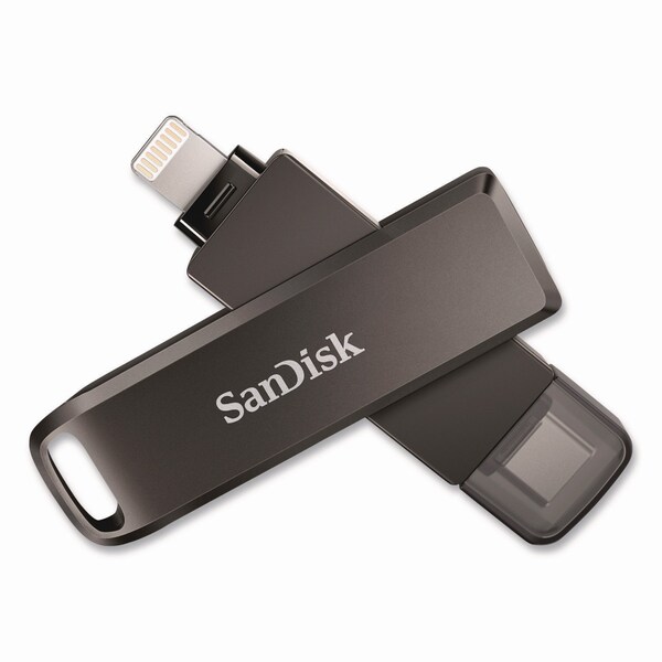 Sandisk Dual Phone USB 3.2 Type-C/Lightning Flash Drive, 128 GB, Black - IX70N128GAG6NE