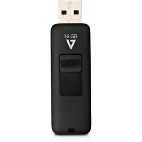 V7 Memory 16GB USB 2.0 Flash Drive with Retractable USB Connector, Black - VF216GAR-3N