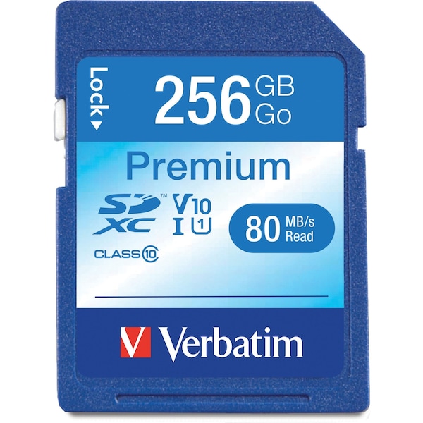 Verbatim 256Gb Premium Sdxc Memory Card, Uhs-I V10 U1 Class 10 - 99828