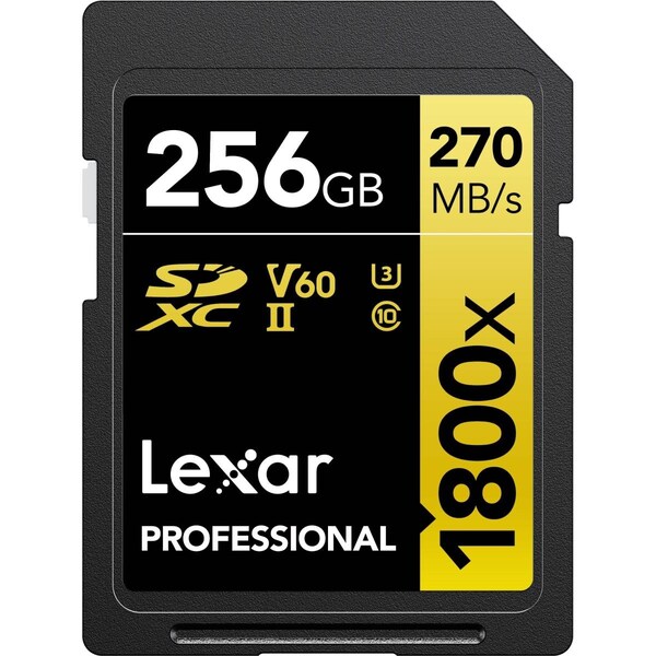 Lexar Media Lexar  256GB Professional 1800X Class 10 UHS-II U3 Gold Series SDXC Memory Card - LSD1800256G-BNNNU