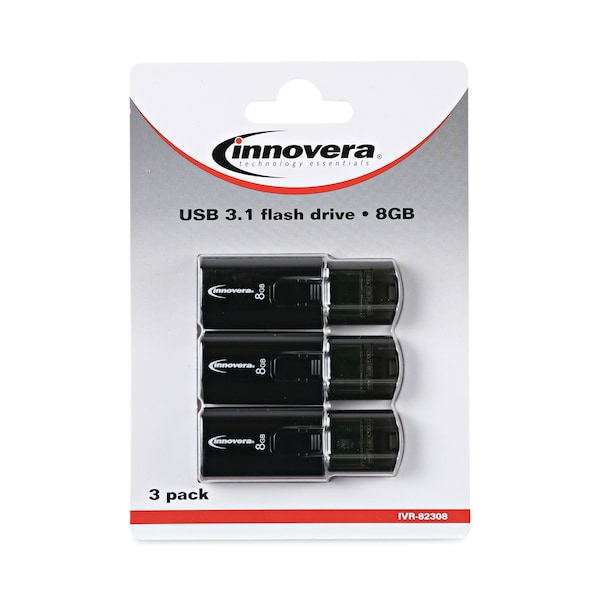 Innovera USB 3.0 Flash Drive, 8 GB, PK3 - 82308