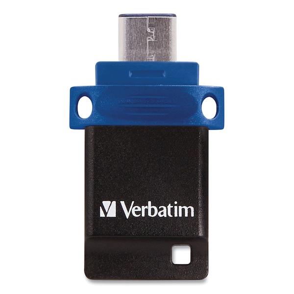 Verbatim Store n' Go Dual USB 3.0 Flash Drive for USB-C Devices, 64 GB, Blue - 99155