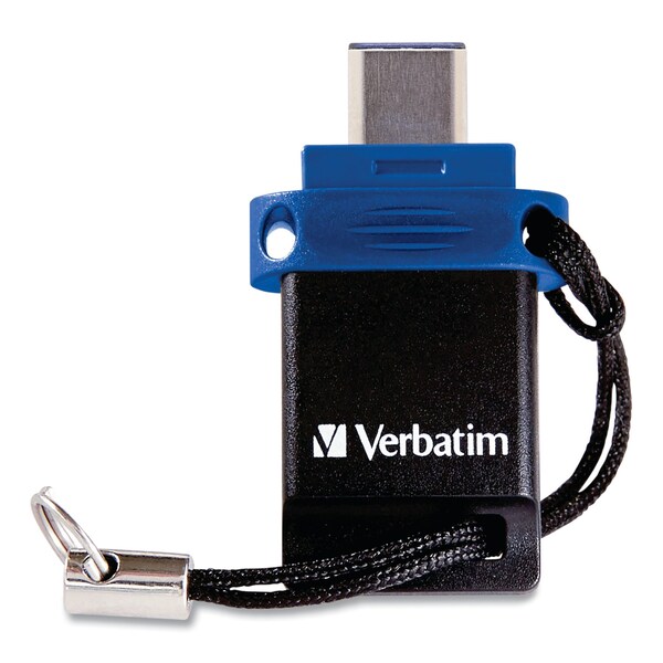 Verbatim Store n' Go Dual USB 3.0 Flash Drive for USB-C Devices, 64 GB, Blue - 99155