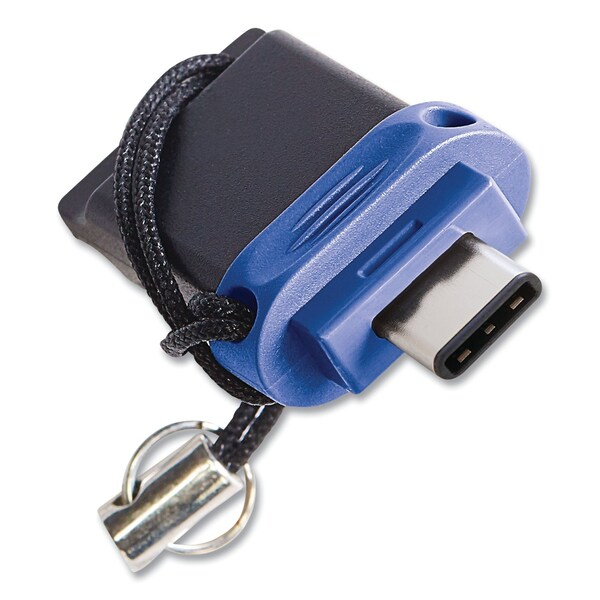 Verbatim Store n' Go Dual USB 3.0 Flash Drive for USB-C Devices, 64 GB, Blue - 99155
