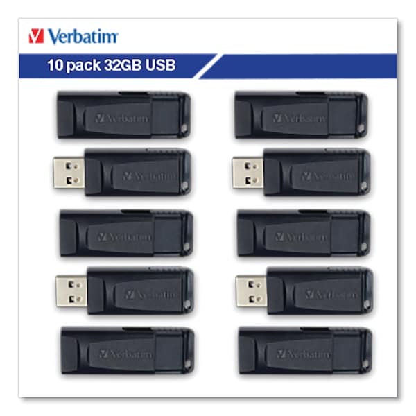 Verbatim Store 'n' Go USB Flash Drive Business Bulk, 32 GB, Black, 10PK - 70893