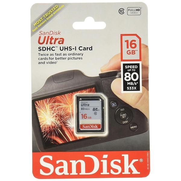 Sandisk Ultra Secure Digital High Capacity Memory Card- 16 GB Class 10-UHS-I - SDSDUNC-016G-AN6IN