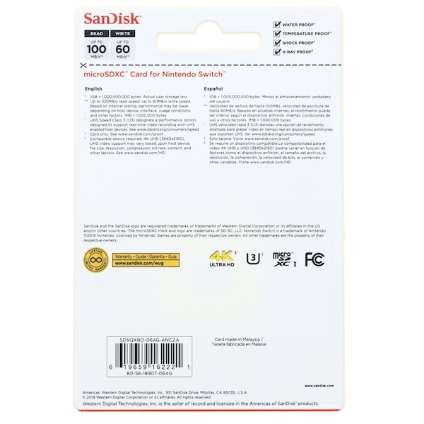 Sandisk mSDXC UHS I card Nin Switch 64GB - QXBO064GANCZA