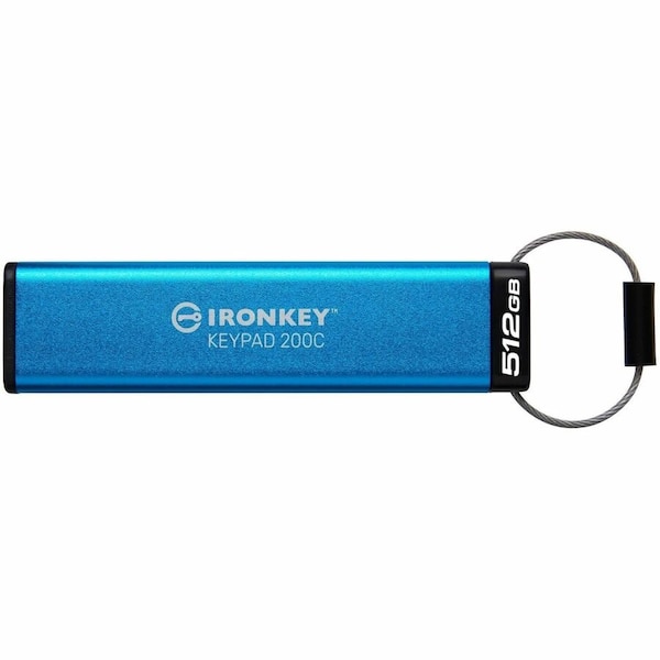 Kingston IronKey Keypad 200 512GB USB 3.2, Gen 1 Type C Flash Drive - IKKP200C/512GB