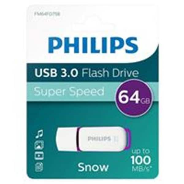 Signify Philips PHMMD64GSNOWU3 USB3.1 Snow 64GB Flash Drive; Purple - PHMMD64GSNOWU3