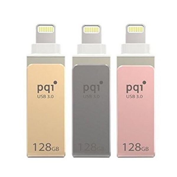 Pqi PQI 6I04-128GR3001 iConnect Mini Apple Mfi 128 GB Mobile Flash Drive with Lightning Connector for iPhones; iPads; Mac & PC USB 3.0 - Rose Gold - 6I04-128GR3001