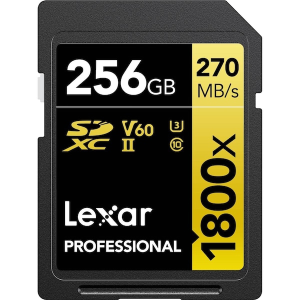 Awesome Audio 256GB Professional 1800X Class 10 UHS-II U3 Gold Series SDXC Memory Card - AW3339533