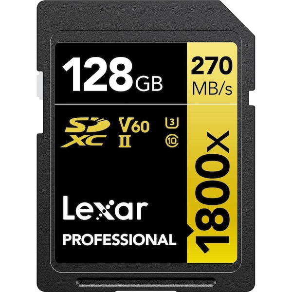 Awesome Audio 128GB Professional 1800X Class 10 UHS-II U3 Gold Series SDXC Memory Card - AW3337131